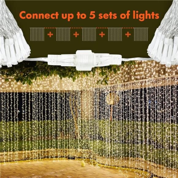 Twinkle Star 300 LED Curtain String Lights, 8 Modes Fairy Hanging Lights - Picture 12 of 14